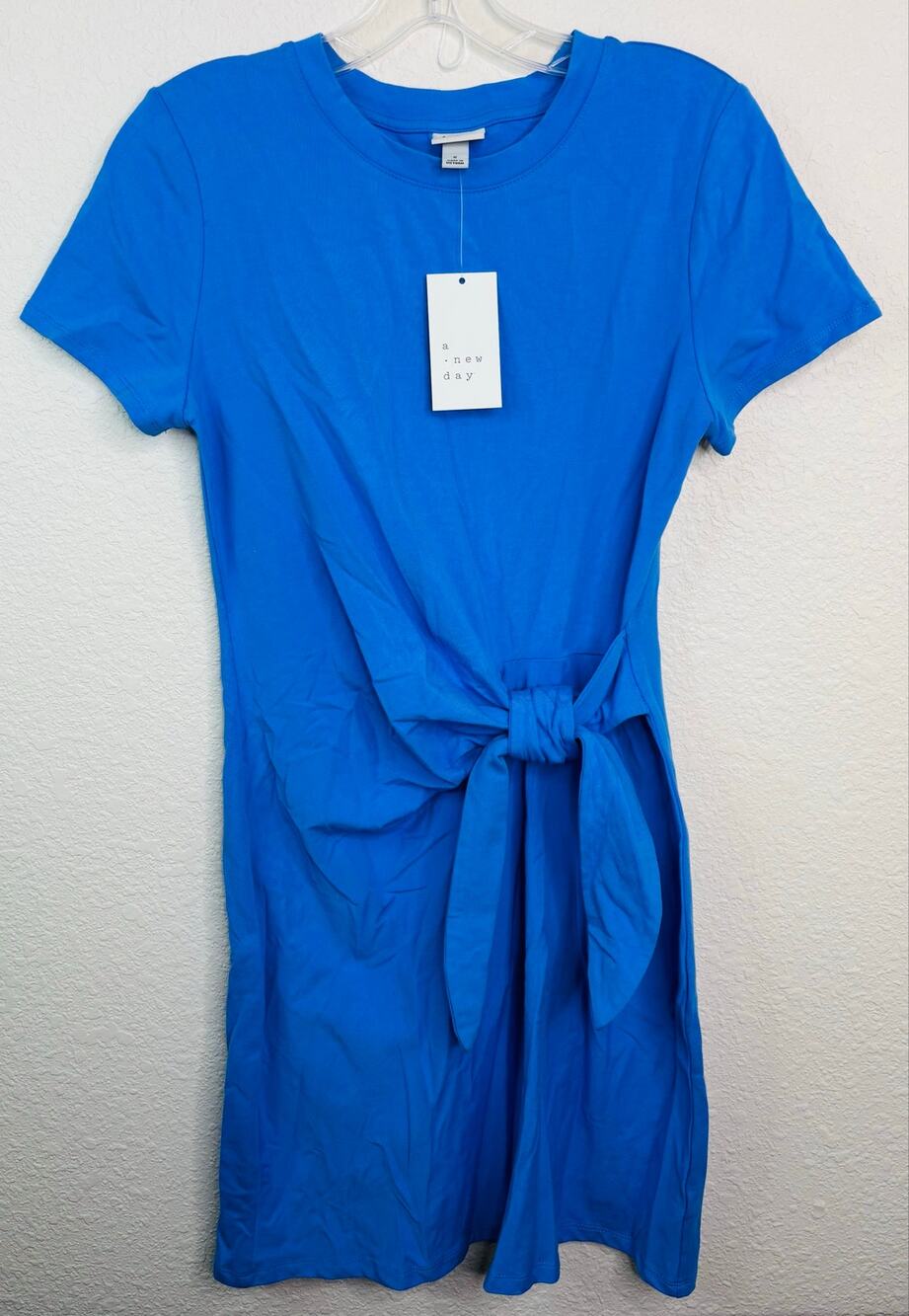 A New Day NWT Blue Knit T-Shirt Dress Side-Tie Front Closure Women Size Small